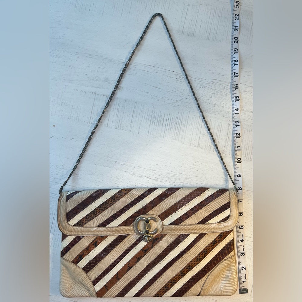 Oleg Cassini Vintage Snake Skin Patchwork Clutch - Picture 13 of 13